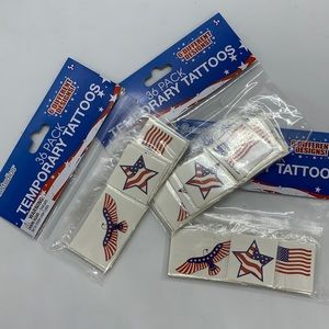 3 packs of Temporary Tattoos Patriotic Flags Stars NWT